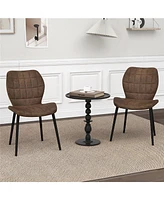 Gymax Dining Chairs Set of w/ Padded Back Metal Legs & 2 Adjustable Foot Pads Brown