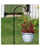 Ashman 92 Inch Shepherd's Hook Premium Metal Garden Plant Hanger, Black (3 Pack
