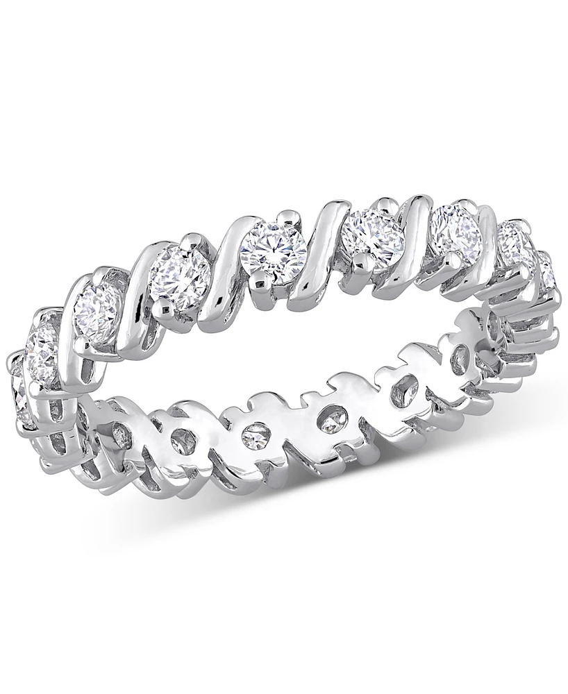 Moissanite Polished Bar Eternity Band (1 ct. t.w.) Sterling Silver