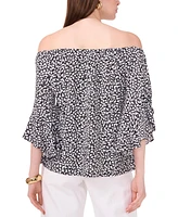 Vince Camuto Women's Printed Off-The-Shoulder Flutter-Sleeve Top