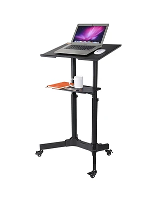 Yescom Portable Rolling Podium Mobile Standing Laptop Desk Presentation Lectern Office