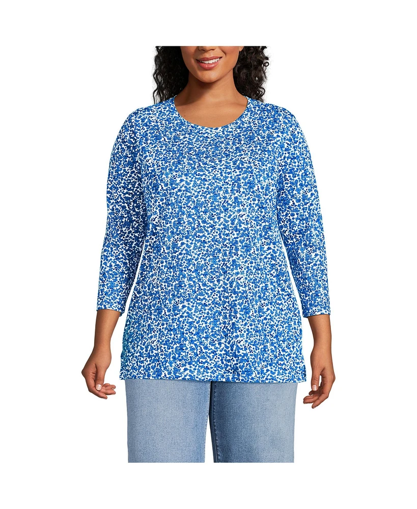 Lands' End Plus Size 3/4 Sleeve Cotton Supima Tunic