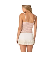 Edikted Women's Tuesday Textured Lace Tank Top - Light