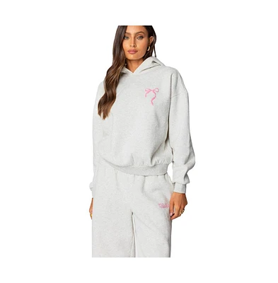 Edikted Women's Sasha Bow Detail Hoodie - Gray