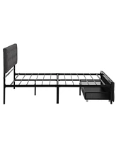 Slickblue Full Size Metal Platform Storage Bed with Large Drawer