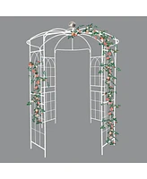 Slickblue Metal Garden Arch – Cream White Iron Arbor Gazebo, 81.3'' Dia x 114.2'' High, Birdcage Shape Pergola Pavilion for Wedding Ceremony