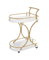 Slickblue 2-Tier Mobile Bar Cart Stylish Rolling Serving Cart with Wheels for Home or Event