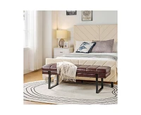 Mid-century Modern Laurens Upholstered Bench with Metal Legs