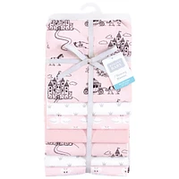 Hudson Baby Infant Girl Cotton Poly Flannel Receiving Blankets Bundle, Fairytale Princess, One Size