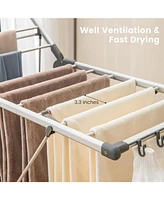 Givimo 2-Layer Folding Clothes Drying Rack with 5-Level Adjustable Height