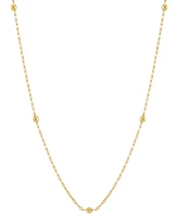 Italian Gold Polished Bead Double Link Chain 18" Station Necklace in 14k Gold