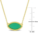 Chalcedony Bead-Framed Marquise 17" Pendant Necklace 14k Yellow Gold Flash Plated Sterling Silver (Also Lab-Created Turquoise)