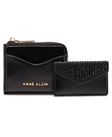 Ak 2 piece envelope flap curved wallet with rhinestones