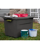 Sterilite 35 Gallon Storage Tote Box with Latching Container Lid, Gray (4 Pack)