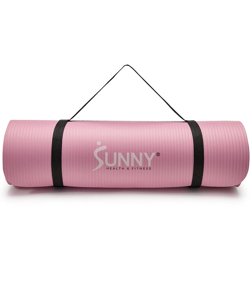 Sunny Health & Fitness Premium 1/2-Inch Extra Thick Exercise Yoga Mat Non-Slip - Pink - 74 x 24 Inches