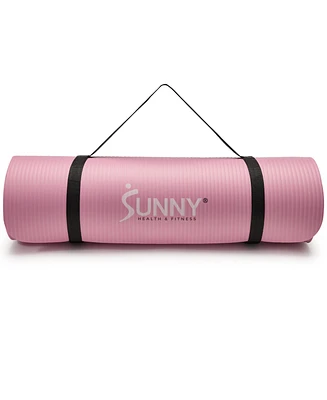 Sunny Health & Fitness Premium 1/2-Inch Extra Thick Exercise Yoga Mat Non-Slip - Pink - 74 x 24 Inches