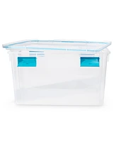 Sterilite 54 Quart Gasket Box, Stackable Storage Bin with Latching Lid, 4 Pack