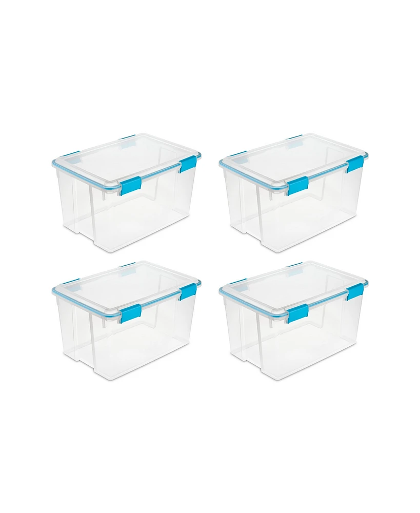 Sterilite Large 32 Qt Home Storage Container Tote with Latching Lids, (4 Pack)