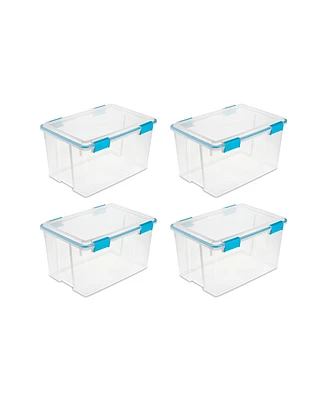 Sterilite Large 32 Qt Home Storage Container Tote with Latching Lids, (4 Pack)