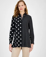 Anne Klein Women's Mixed-Dot-Print Button-Front Shirt