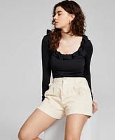 And Now This Women's Ruffled Scoop-Neck Bodysuit, Created for Macy's