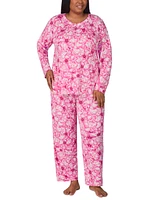 Ellen Tracy Plus Printed Long-Sleeve Pajama Set