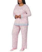 Ellen Tracy Plus Printed Long-Sleeve Pajama Set