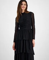 Anne Klein Women's Embellished Mock Neck Tiered Dress