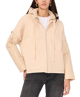 Vince Camuto Women's Quilted-Sleeve Mixed-Media Jacket