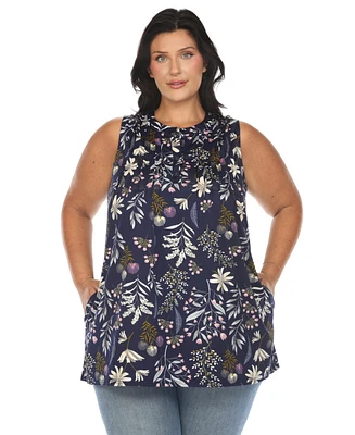 White Mark Plus Floral Sleeveless Tunic Top