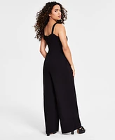 Bar Iii Petite Square-Neck Sleeveless Wide-Leg Jumpsuit, Created for Macy's