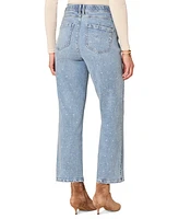 Democracy Petite Rhinestone High-Rise Boyfriend Jeans