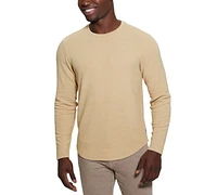 Guess Men's Hudson Linear Textured Long Sleeve Crewneck Shirt