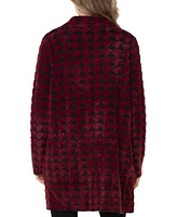 Liverpool Los Angeles Women's Fuzzy Houndstooth Sweater Coat