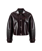 Nocturne Women's Faux Leather Cropped Jacket