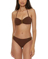 Trina Turk Womens Glimmer Buckle Bandeau Bikini Top Bikini Bottoms