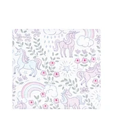 Hudson Baby Infant Girl Cotton Poly Flannel Receiving Blankets Bundle, Dreamy Unicorn, One Size