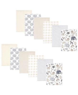 Hudson Baby Flannel Burp Cloth 12pk, Neutral Safari, One Size