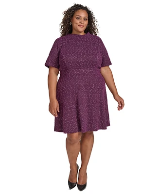 Jessica Howard Plus Boucle Round-Neck Dress