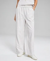 And Now This Women's Linen Blend Smocked-Waist Pull-On Pants, Created for Macy's