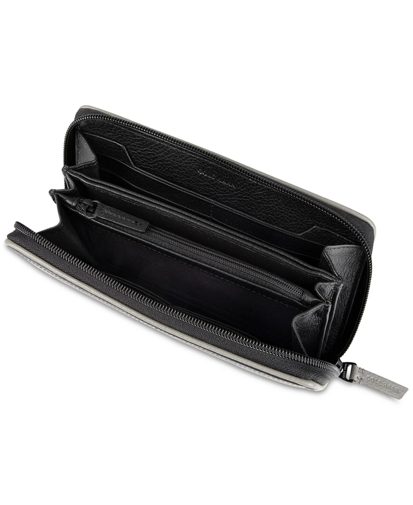 Cole Haan Men's Leather Zip-Around Continental Wallet with Contrast Color Edge