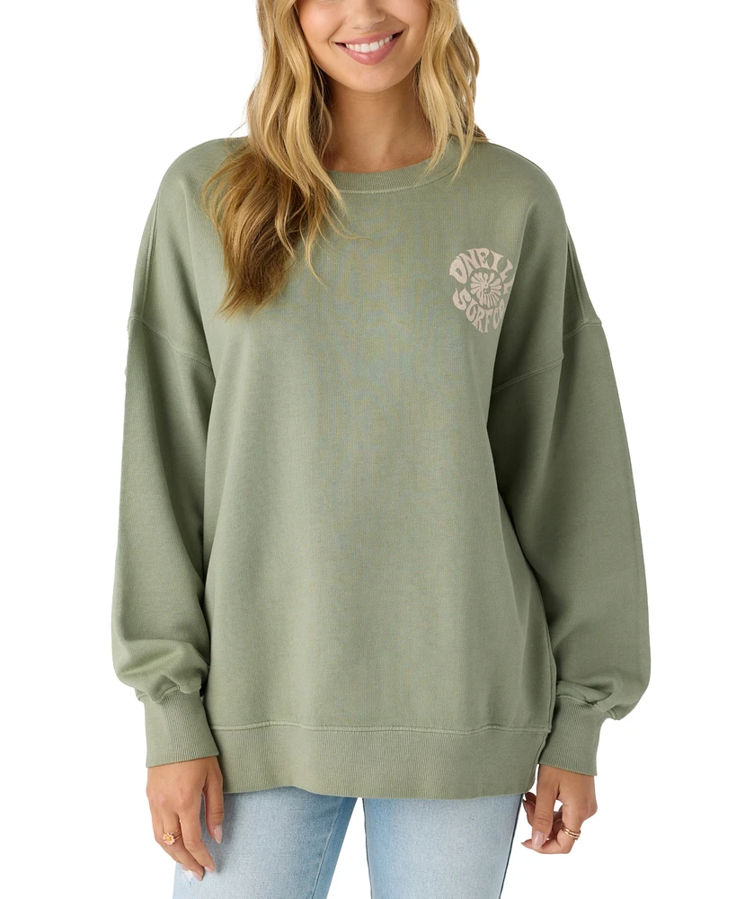 O'Neill Juniors' Logo Oversized Crewneck Sweatshirt