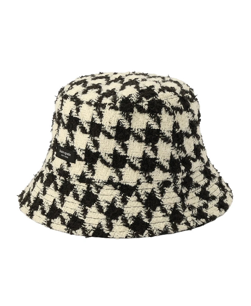 Kate Spade New York Women's Houndstooth Tweed Bucket Hat