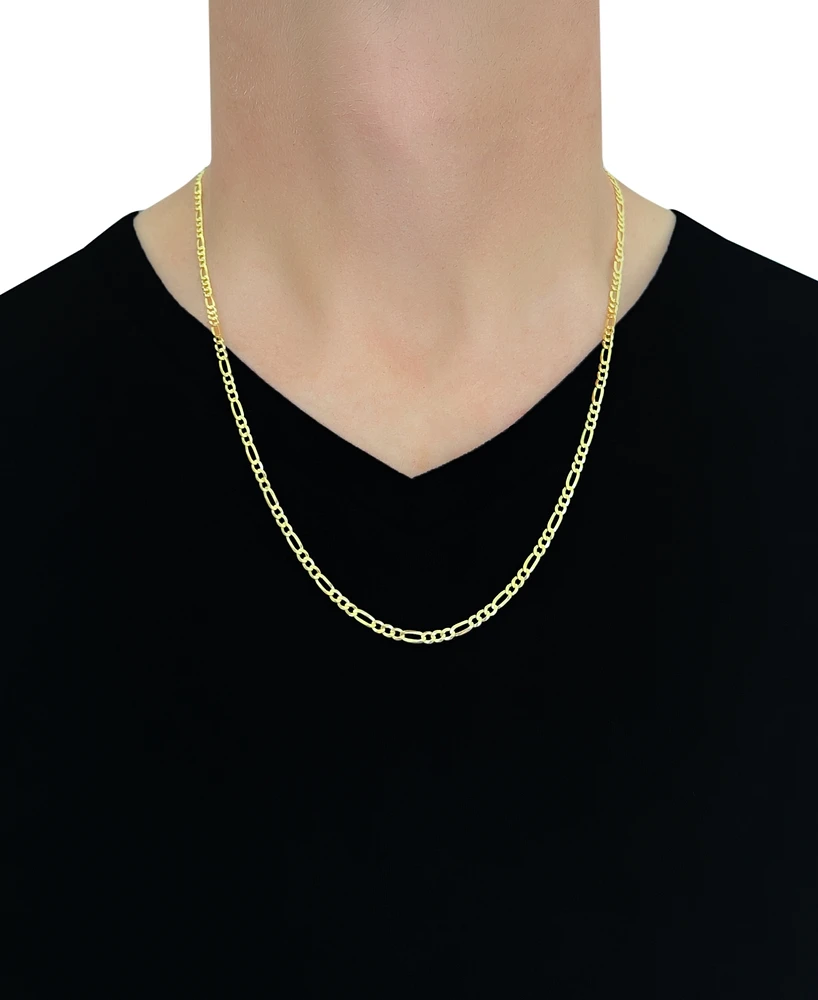 24" Figaro Link Chain Necklace (3-1/5mm) in Solid 14k Gold