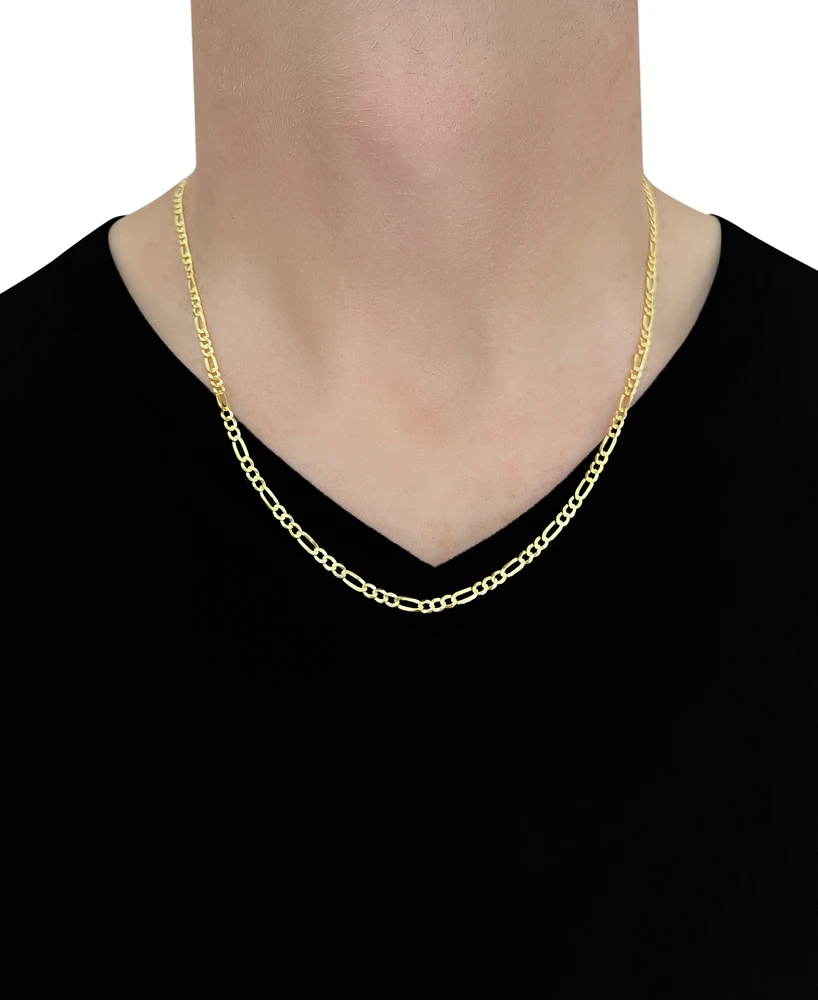 22" Figaro Link Chain Necklace (3-1/5mm) in Solid 14k Gold