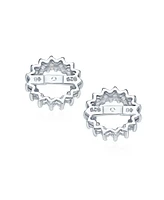 Bling Jewelry White Clear Cubic Zirconia Cz Round Pave Halo Earrings Jackets For Studs Jacket Only Sterling Silver