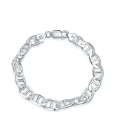 Bling Jewelry Mens Thick Heavy Solid Sterling Silver 9MM Marine Anchor Mariner Chain Link Bracelet Inch