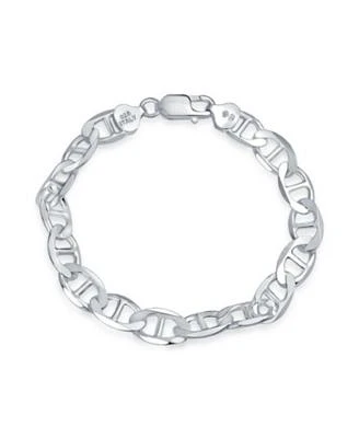 Bling Jewelry Mens Thick Heavy Solid Sterling Silver 9MM Marine Anchor Mariner Chain Link Bracelet Inch