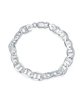 Bling Jewelry Mens Thick Heavy Solid Sterling Silver 9MM Marine Anchor Mariner Chain Link Bracelet Inch