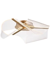 Possini Euro Design Grosvenor 25" Modern Semi Flush-Mount Ceiling Light Fixture Kitchen Foyer Hallway Unique Led Dimmable Brushed Gold Finish Metal Be